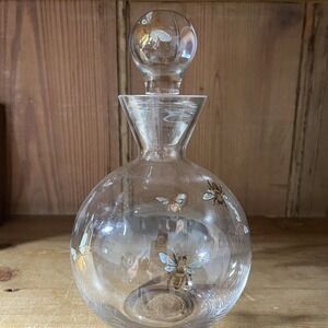 Lollia Floral Infusion Sugared Pastille Decanter, EMPTY Gold Bees, Glass Stopper